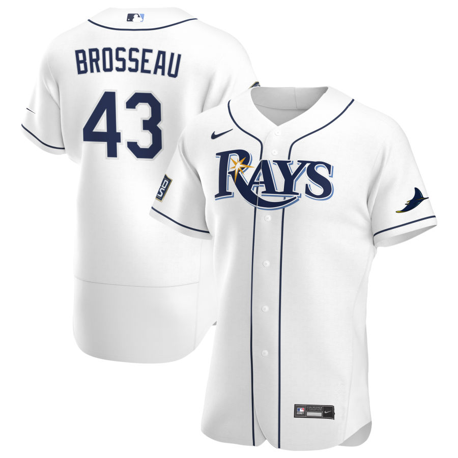 Tampa Bay Rays #43 Mike Brosseau Men Nike White Home 2020 World Series Bound Authentic Player MLB Jersey